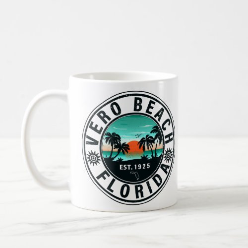 Vero Beach Florida Palm Tree Retro Sunset Coffee Mug