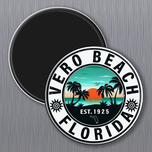 Vero Beach Florida Palm Tree Retro Sunset Souvenir Magnet