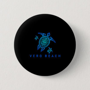Vero Beach Florida Sea Blue Tribal Turtle Button
