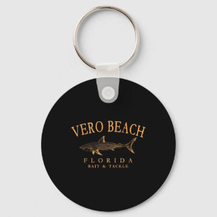 Vero Beach Florida Shark Retro Arched Orange Lette Keychain