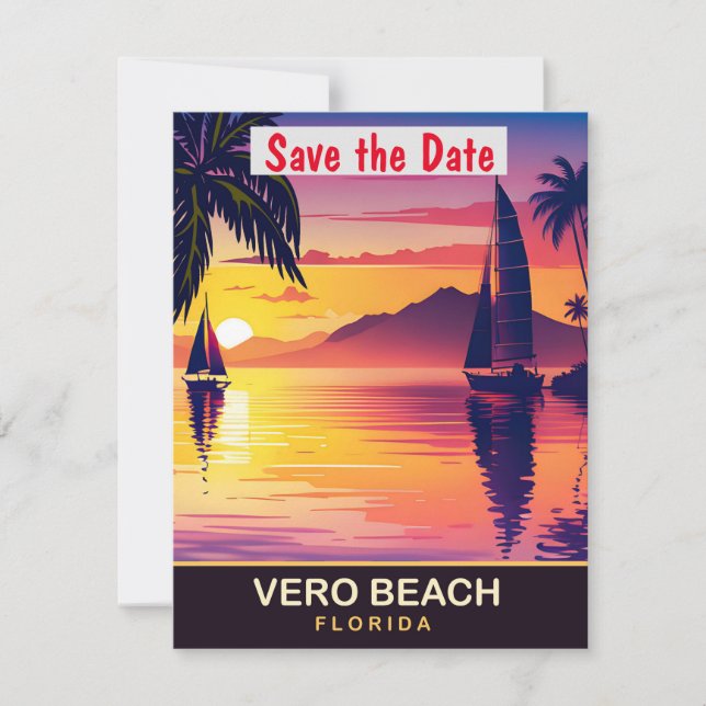 Vero Beach Florida Sunset Wedding Invitation (Front)