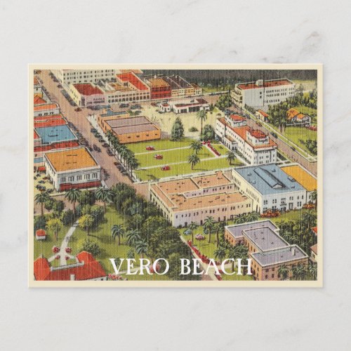 Vero Beach Florida vintage downtown scene Postcard