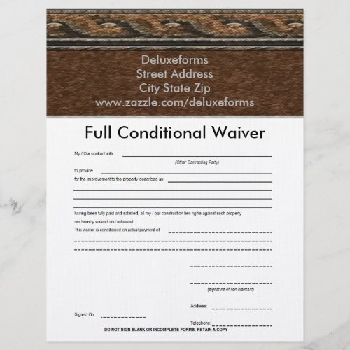 Veron Browns Full Conditional Waiver Letterhead