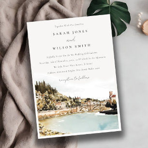 Verona Adige River Italy Watercolor Wedding Invitation
