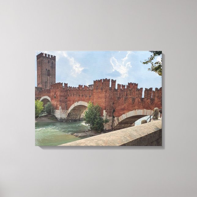 Verona Castelvecchio Bridge view canvas print (Front)