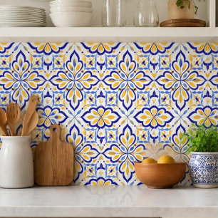Verona Fleur Elegant Indigo Honey Mediterranean Ceramic Tile