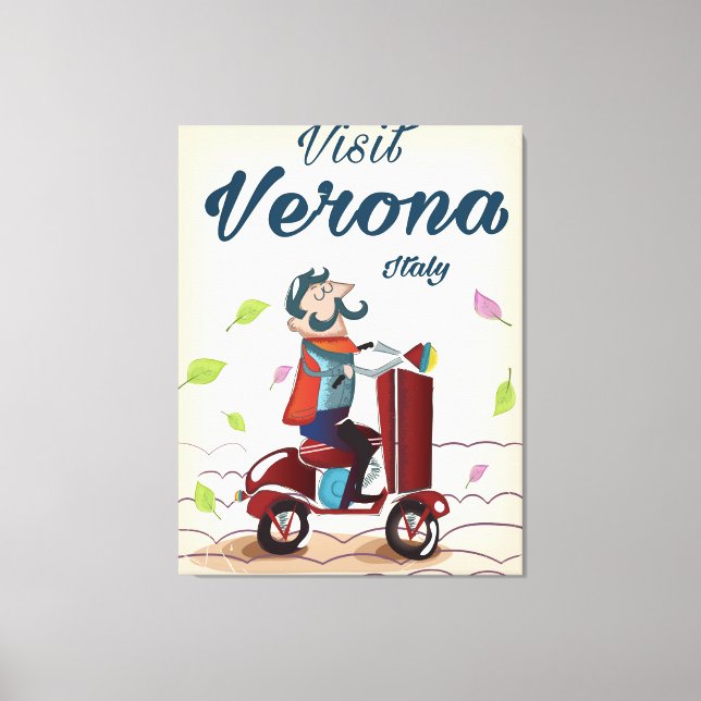 Verona Italian scooter travel poster Canvas Print (Front)
