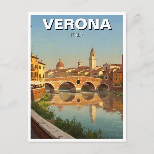 Verona Italy Bridge Travel Postcard (Front)
