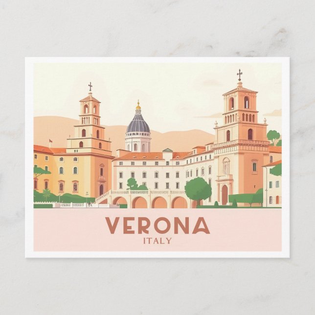 Verona Italy Pastel Travel - Juliet's Balcony Postcard (Front)