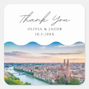Verona Italy Photo Wedding Favor Thank You Square Sticker