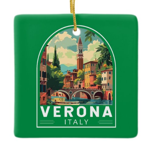 Verona Italy Travel Art Vintage Ceramic Ornament