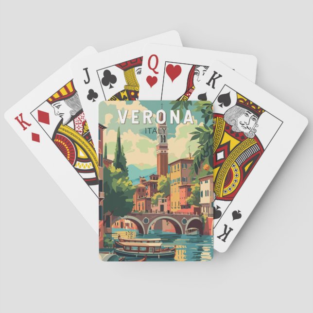 Verona Italy Travel Art Vintage Poker Cards (Back)