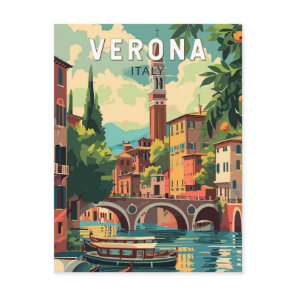 Verona Italy Travel Art Vintage Postcard