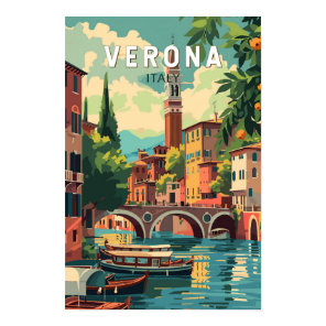 Verona Italy Travel Art Vintage Poster
