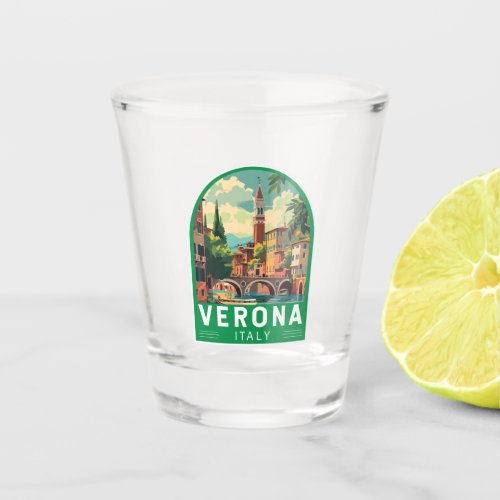 Verona Italy Travel Art Vintage Shot Glass