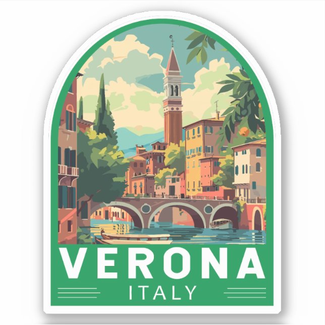 Verona Italy Travel Art Vintage Sticker (Front)