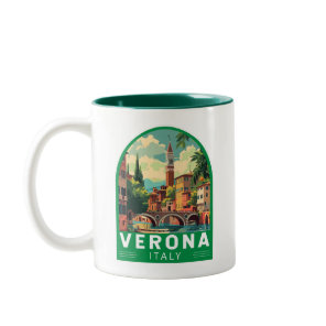 Verona Italy Travel Art Vintage Two-Tone Coffee Mug