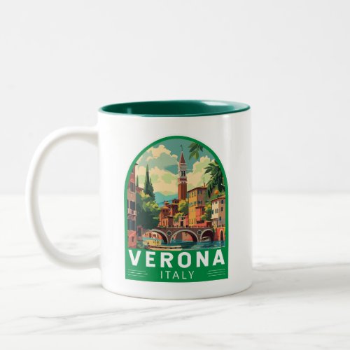 Verona Italy Travel Art Vintage Two_Tone Coffee Mug