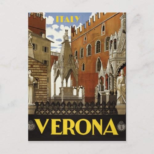 VERONA ITALY VINTAGE TRAVEL  POSTCARD