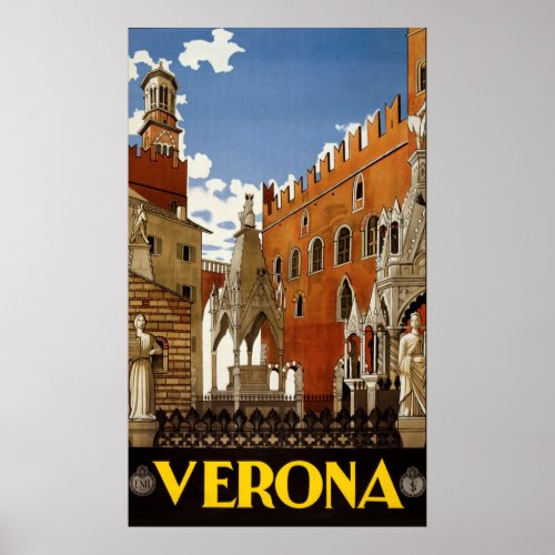 Verona Italy Vintage Travel Poster