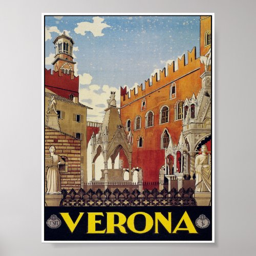 Verona Italy Vintage Travel Poster