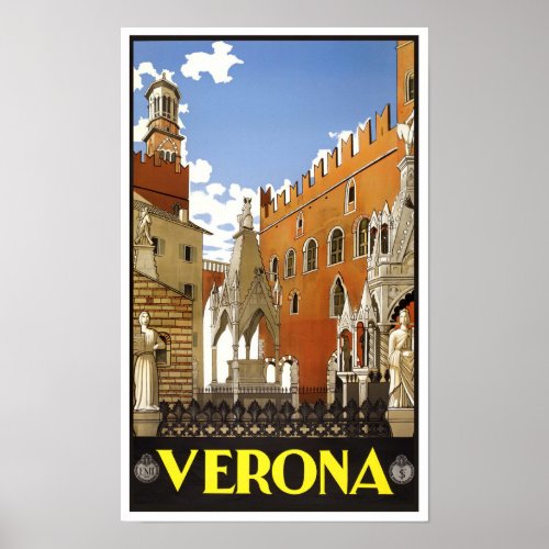 Verona Italy vintage travel Poster