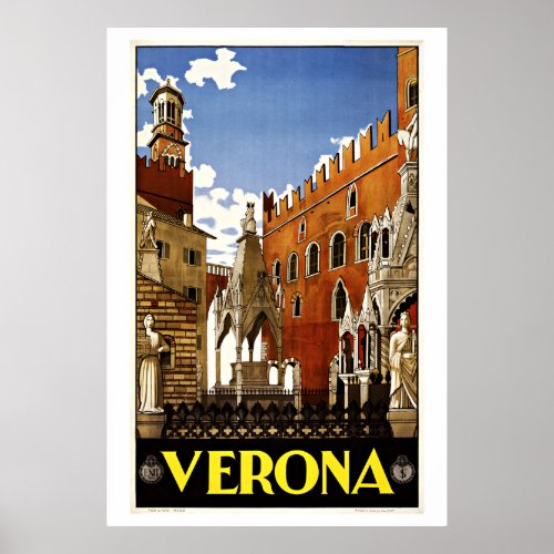 Verona Italy Vintage Travel Poster