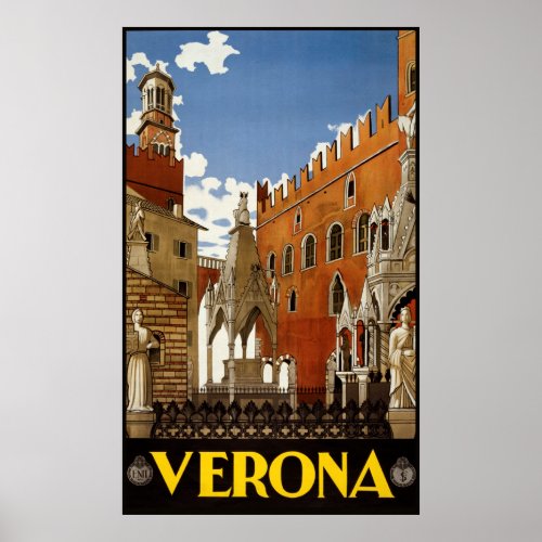 Verona Italy Vintage Travel Poster