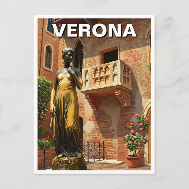 Verona Juliet Statue Balcony Italy Travel Postcard (Front)