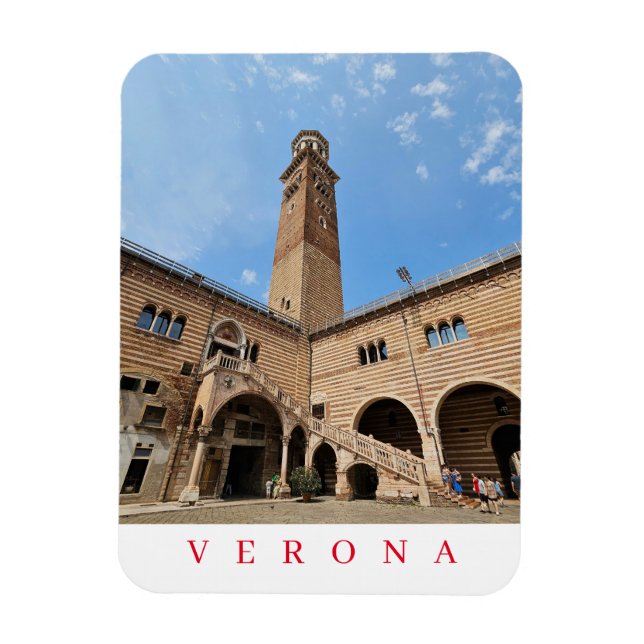 Verona Lamberti Tower view fridge magnet (Vertical)