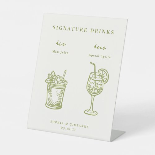 VERONA Minimalist Wedding Signature Drinks Pedestal Sign