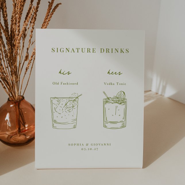 VERONA Minimalist Wedding Signature Drinks Pedestal Sign (Creator Uploaded)