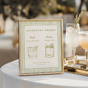 VERONA Moss Green Minimalist Signature Drinks Poster