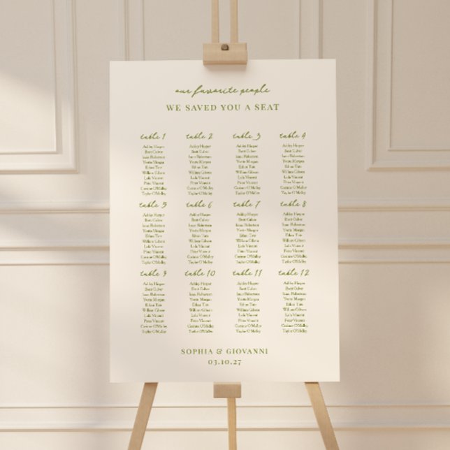 VERONA Moss Wedding Seating Plan Foam Board (Creator Uploaded)