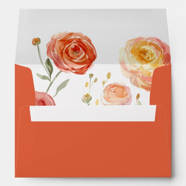Verona Sunset Bold Orange Wedding Return Address Envelope (Back (Bottom))
