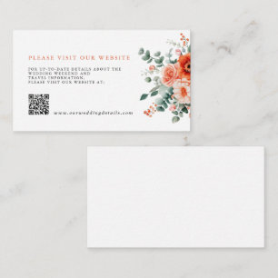 Verona Sunset Bright Orange Modern Floral Wedding Enclosure Card