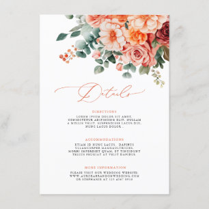 Verona Sunset Bright Orange Modern Floral Wedding Enclosure Card