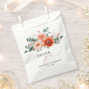 Verona Sunset Bright Orange Modern Floral Wedding Favor Bag