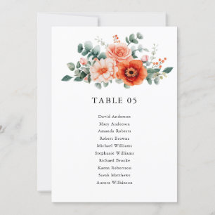 Verona Sunset Bright Wedding Seating Chart Card