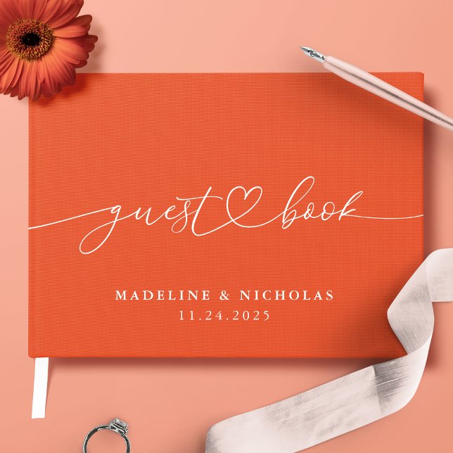 Verona Sunset Calligraphy Simple Modern Wedding Guest Book (Creator Uploaded)