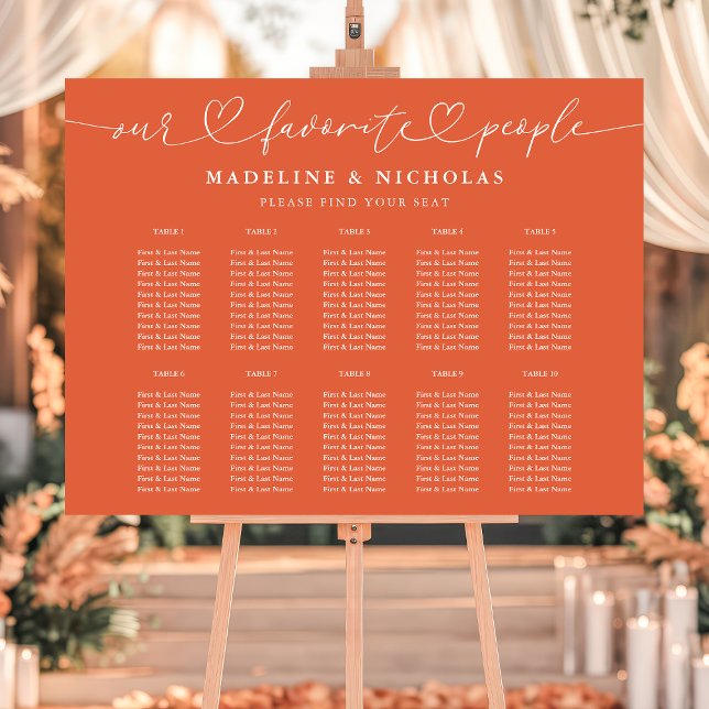 Verona Sunset Fave People Wedding Seating Chart Foam Board (Creator Uploaded)