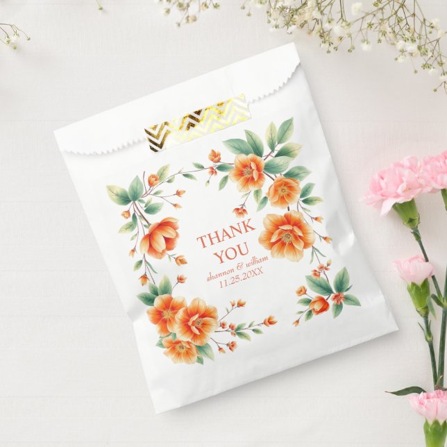 Verona sunset orange frame wedding Thank You Favor Bag (Sealed)