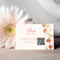 Verona Sunset Orange QR Code Wedding RSVP