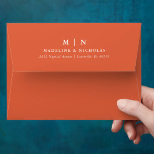 Verona Sunset Orange Simple Modern Wedding Envelope