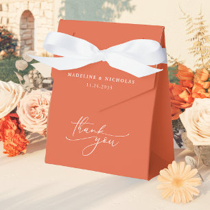 Verona Sunset Orange Simple Thank You Wedding Favor Boxes