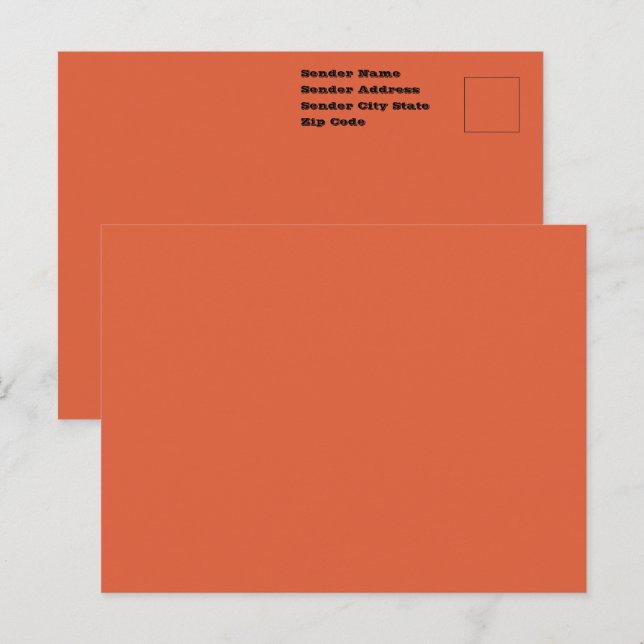 Verona Sunset Orange Solid Color Postcard (Front/Back)