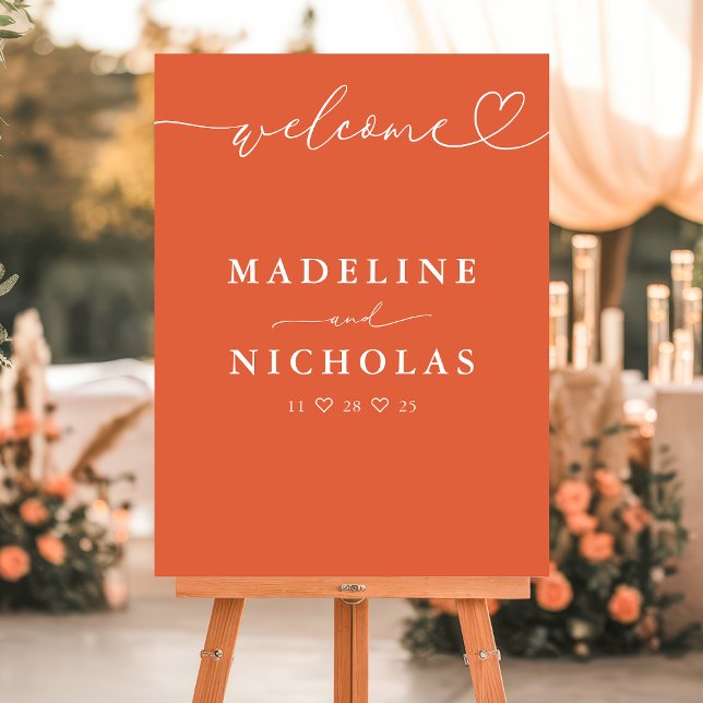 Verona Sunset Simple Modern Script Wedding Welcome Foam Board (Creator Uploaded)