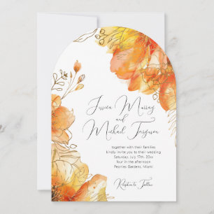 Verona Sunset Watercolor Floral Script Wedding Invitation