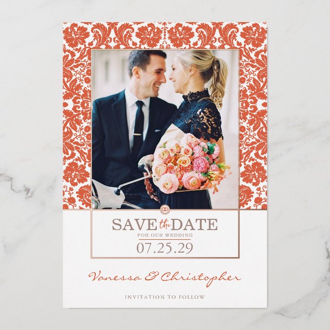 Verona Sunset Wedding Save the Date Foil Invitation (Front)