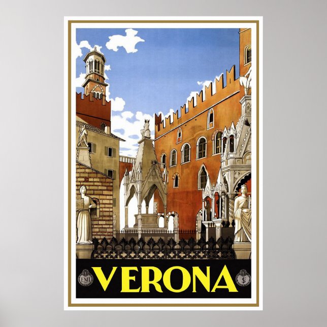 "Verona" Vintage Italian Travel Poster (Front)